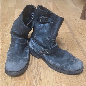 Distressed black Frye boots